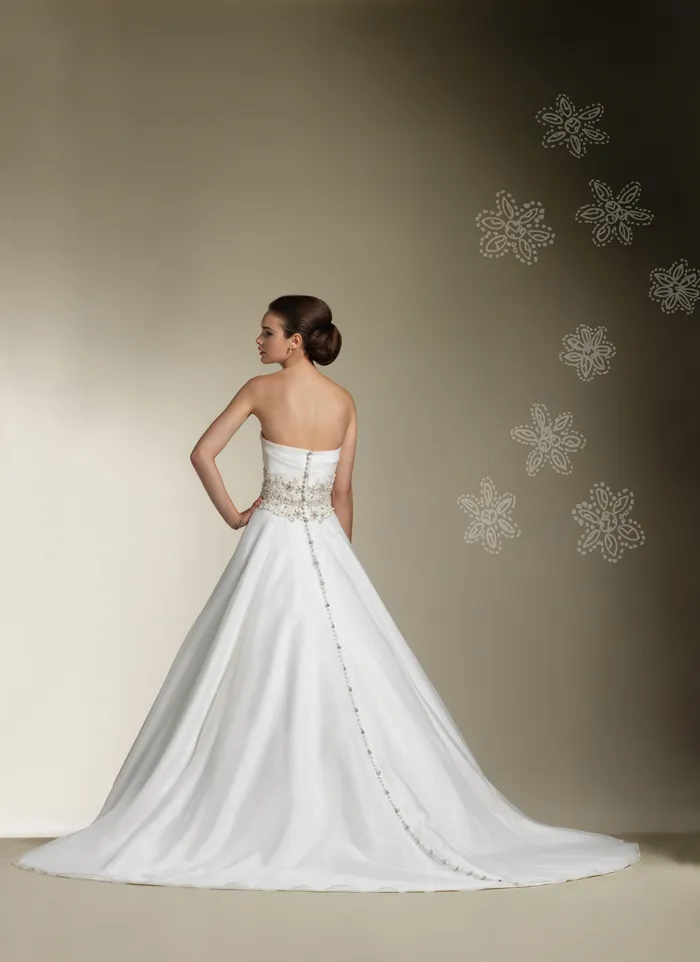 Strapless Beading Organza Ball Gown Vestido De Boda Ivory Bridal Wedding Dress