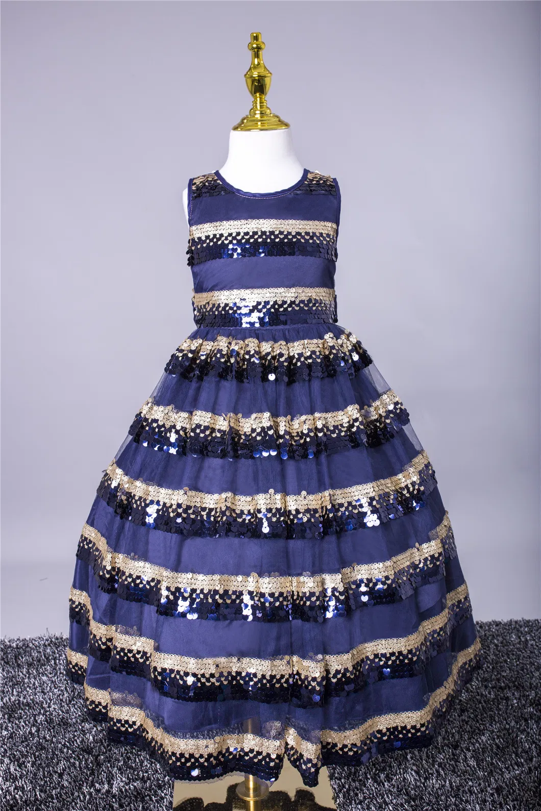 Striped Sleeveless Patchwork Sequined Summer Kids Clothing