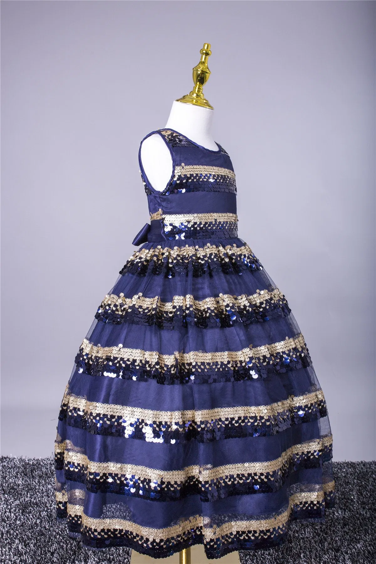 Striped Sleeveless Patchwork Sequined Summer Kids Clothing