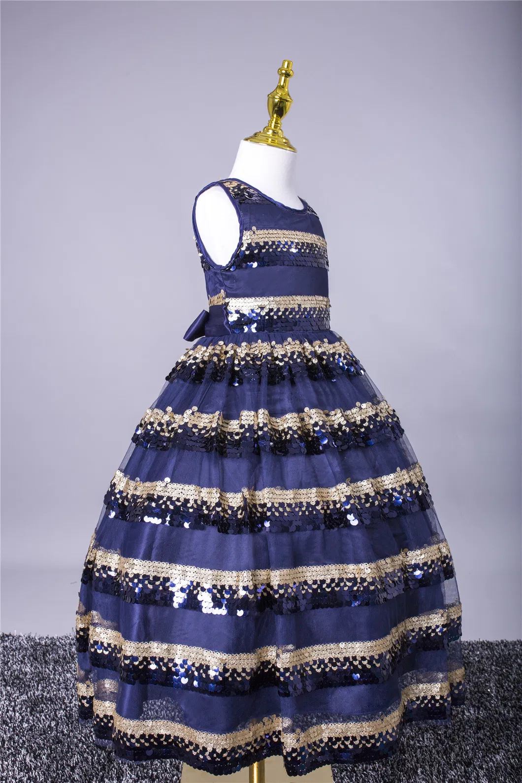 Striped Sleeveless Patchwork Sequined Summer Kids Clothing