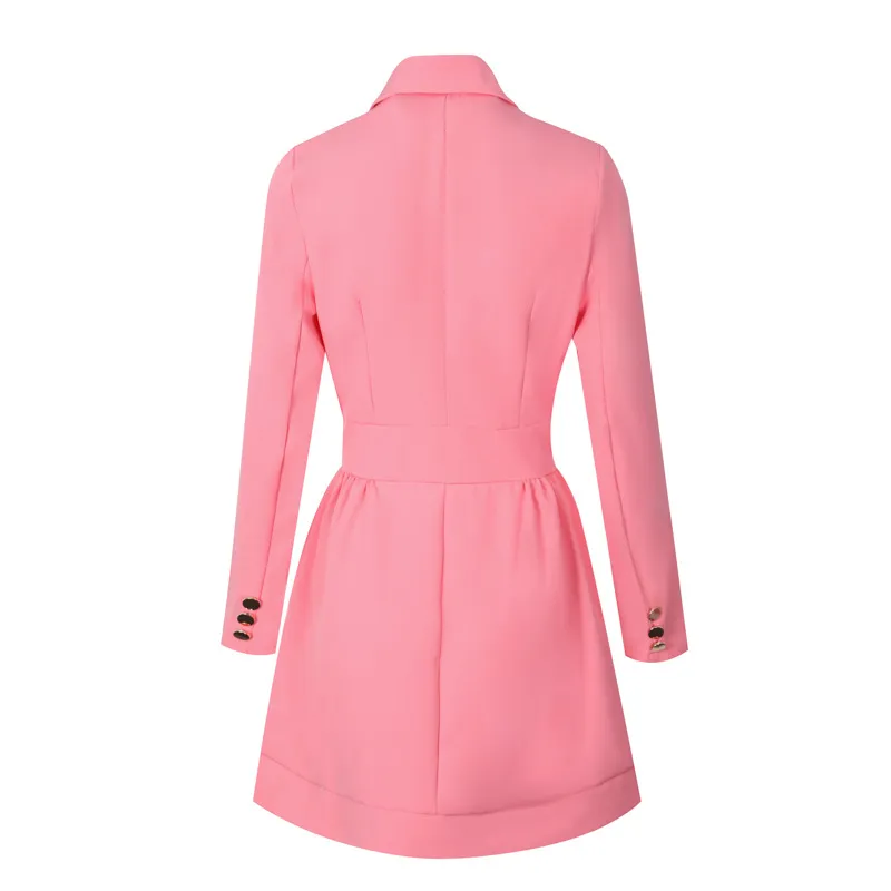 Stylish Button Down Clothes Long Coats Career Dresses Women Blazer Dress