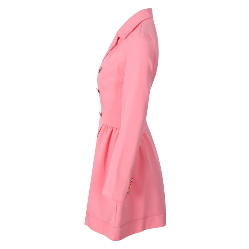 Stylish Button Down Clothes Long Coats Career Dresses Women Blazer Dress