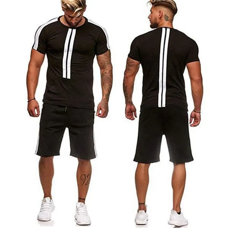 Summer Fashion Stripes Two-Piece Outdoor Sports Tracksuit Sets