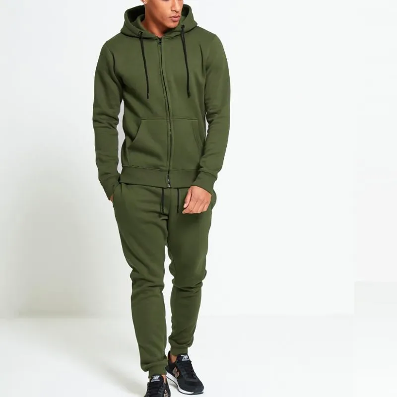 Top Selling Custom Your Logo Sweat-Wicking Solid Color Full Zipper Men Sports Tracksuit