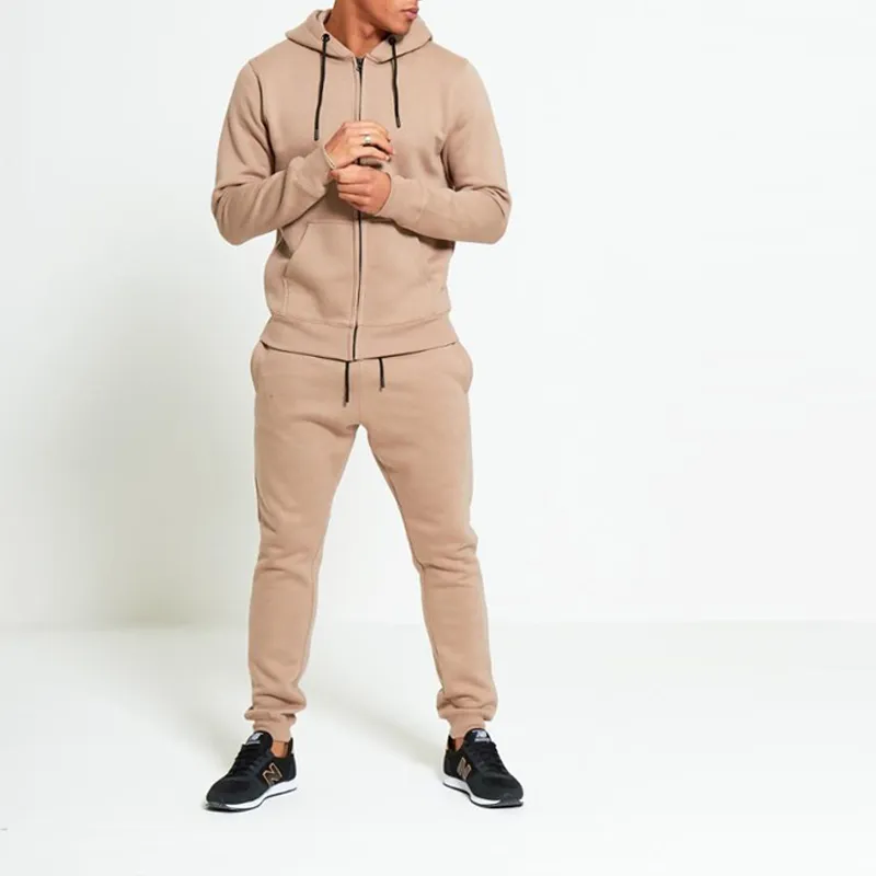 Top Selling Custom Your Logo Sweat-Wicking Solid Color Full Zipper Men Sports Tracksuit