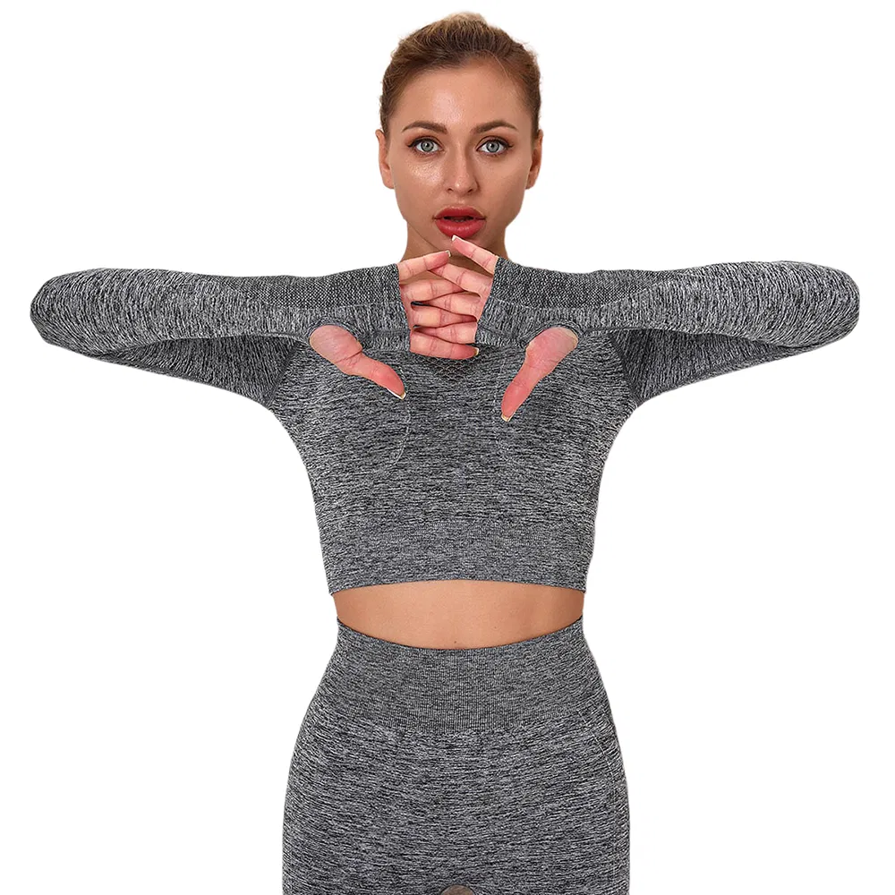 Trend Custom Black Lumbar Long Sleeve Seamless Yoga Top