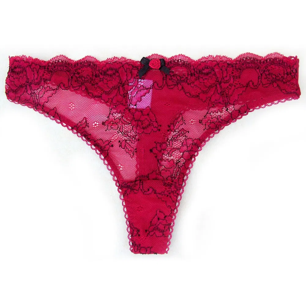 Underwear Set Color Contrast Lace Bra with Boylet & Thong