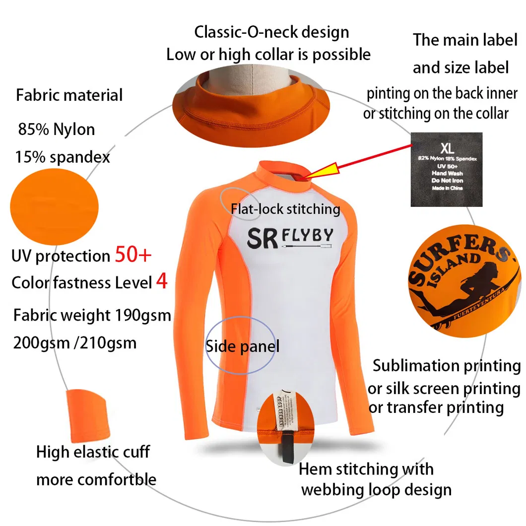 Upf 50 Long Sleeve Surfing Rushs Guard Men Anti UV Rashguards Seaside Shirt