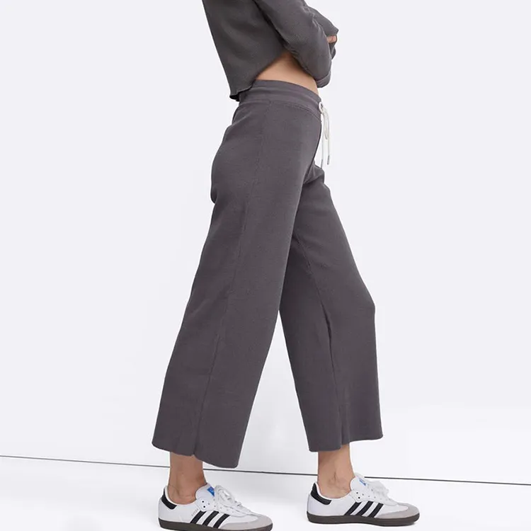 Waffle Women Cotton Pants Sustainable Women Wide Leg Pant Organic Cotton Sweatpants Waffle Cotton Pants Ladies Wide Leg Pants