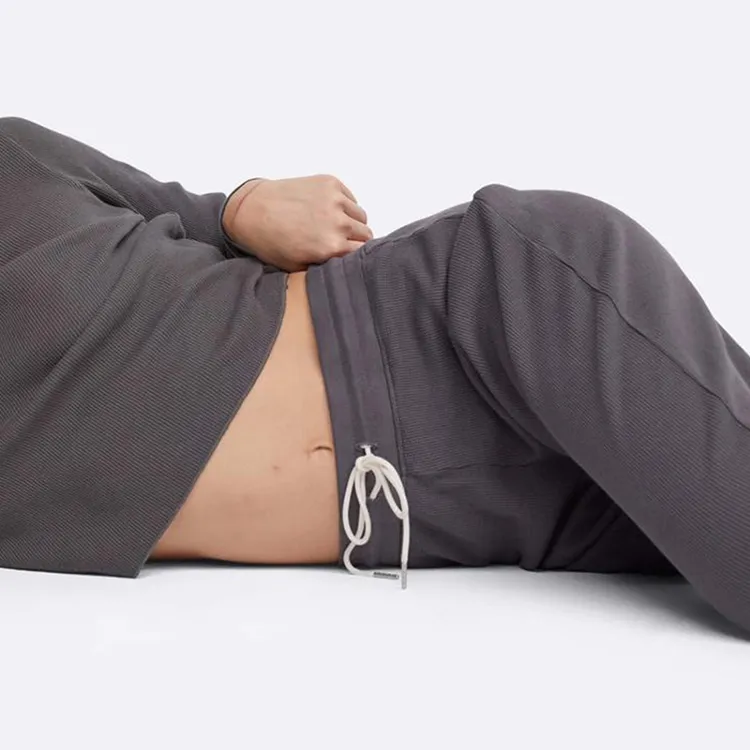 Waffle Women Cotton Pants Sustainable Women Wide Leg Pant Organic Cotton Sweatpants Waffle Cotton Pants Ladies Wide Leg Pants