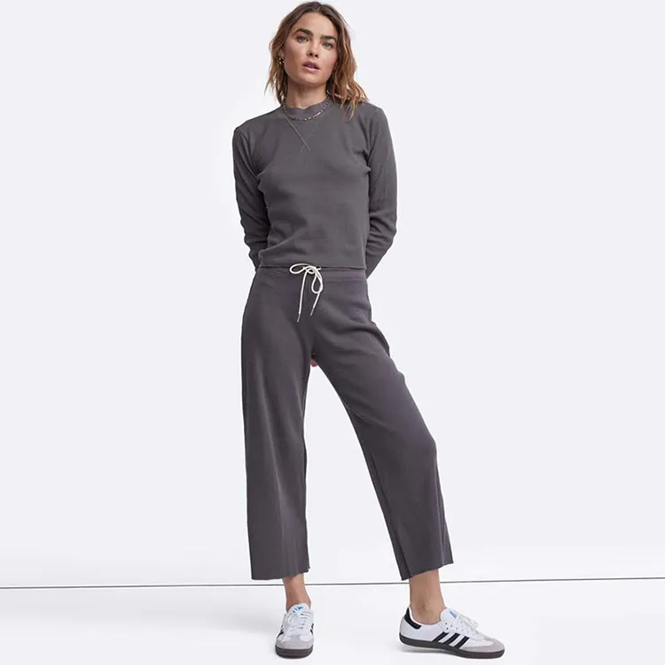 Waffle Women Cotton Pants Sustainable Women Wide Leg Pant Organic Cotton Sweatpants Waffle Cotton Pants Ladies Wide Leg Pants