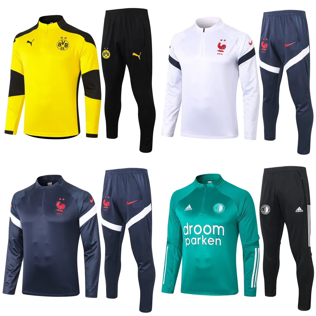 Wholesale 2021 Borussia Dortmund/France/Feyenoord Long Sleeve Sweater Tracksuit Men Women Youth Soccer Training Suits