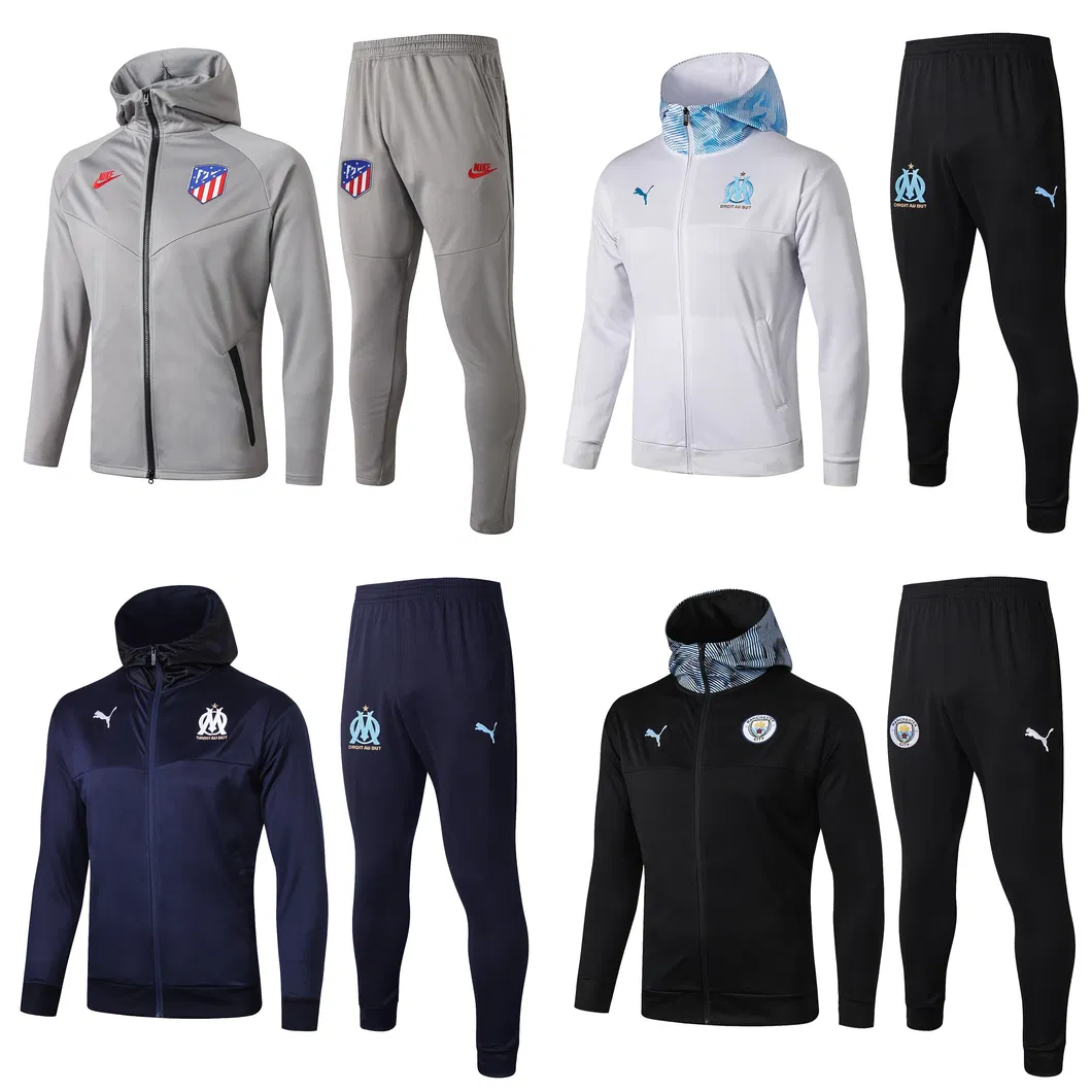 Wholesale Atletico Madrid/Marseille/Mancheste. R City FC Hooded Jacket Sweatshirts Tracksuit Men Women Youth Soccer Training Suits