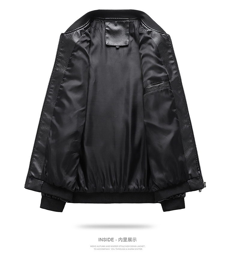 Wholesale Custom Men's Winter Casual Plus Size Jacket Leather Waterproof Jackets PU Parka Coat