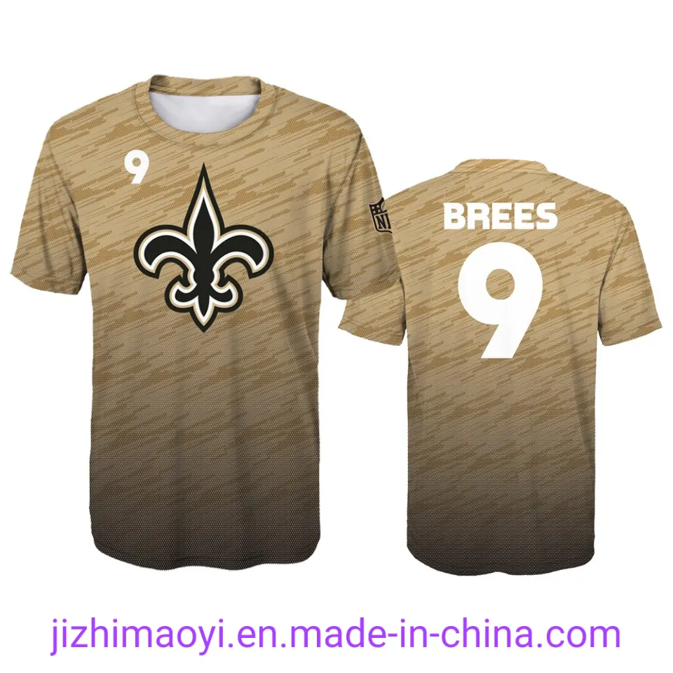 Wholesale Custom Saints Michael Thomas Drew Brees Cameron Jordan Alvin Kamara Marshon Lattimore Ryan Ramczyk Demario Davis Football Sublimation T-Shirts