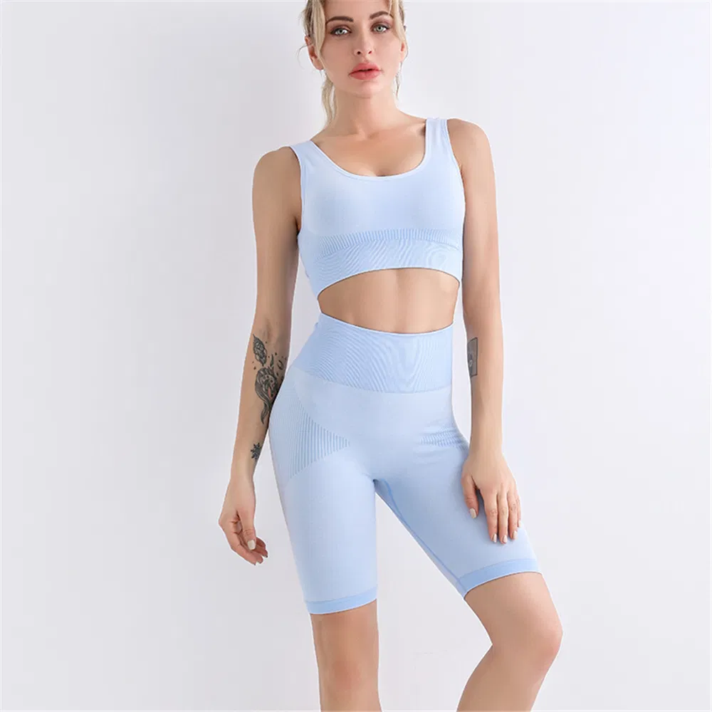 Wholesale Custom Seamless Short Sleeve Bodysuit Casual Yoga Set Women Yoga Suit Sexy Corp Sports Wear