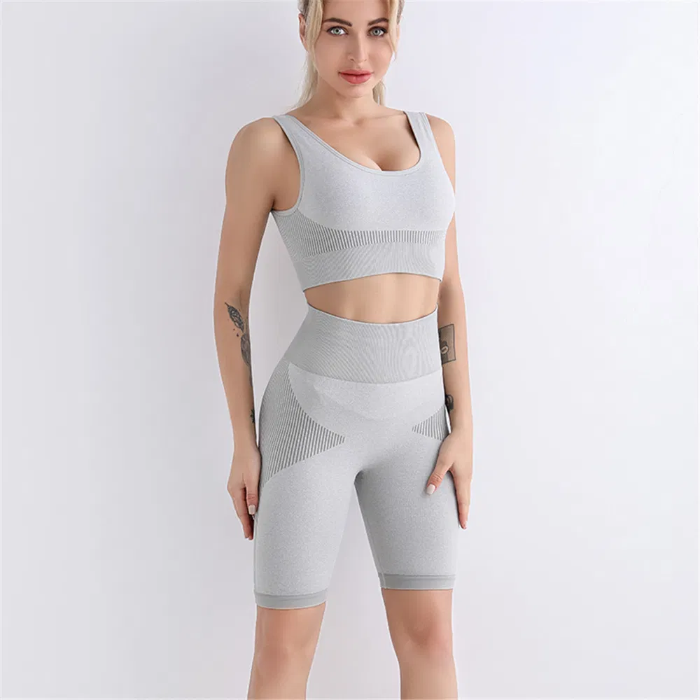 Wholesale Custom Seamless Short Sleeve Bodysuit Casual Yoga Set Women Yoga Suit Sexy Corp Sports Wear