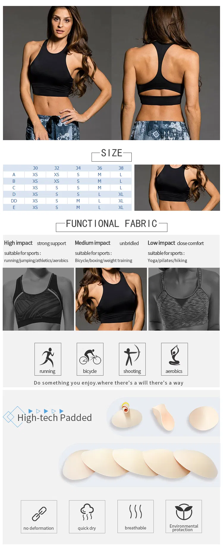 Wholesale Custom Strappy Sexy Plain Black Fitness Gym Yoga Wear Women′s Sports Bra