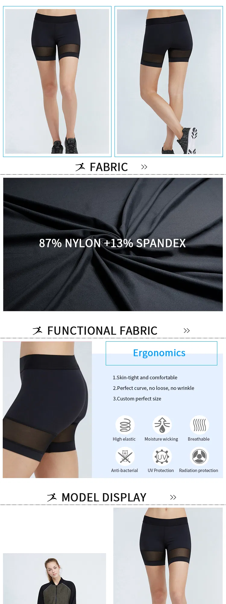 Wholesale Mesh Stitching Women Sports Yoga Tight Shorts