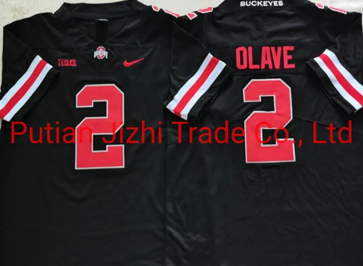 Wholesale Ncaa Colleage Football Game Jersey 2021 Men′s Ohio State Buckeyes Black #2 Olave Shirt