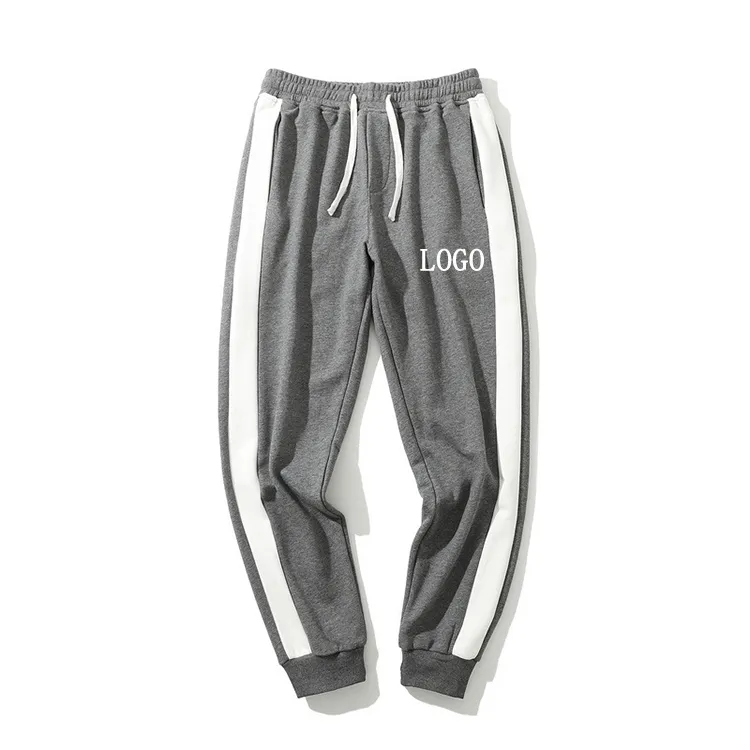 Wholesale Sweatpants Elasticized Drawstring Waist Contrast Side Stripes Ribbed Trim Track Pants for Mens