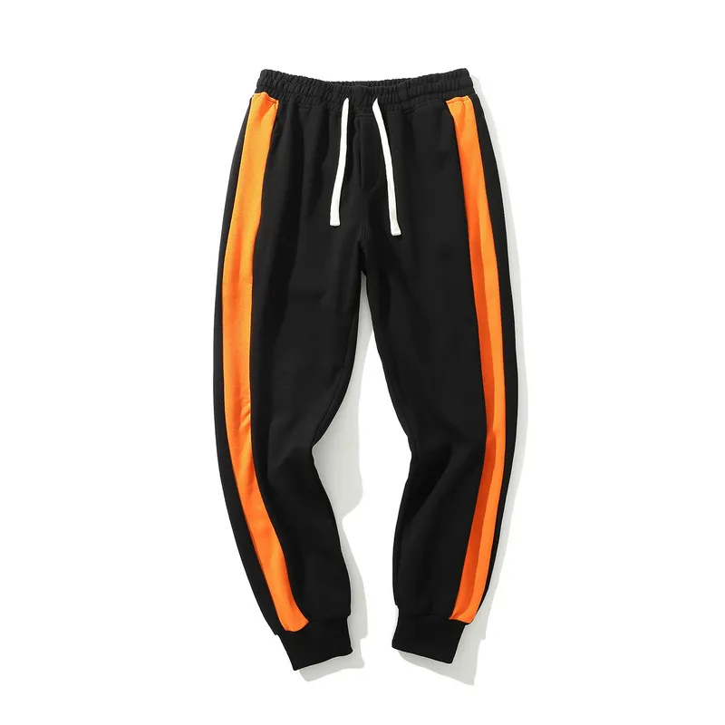 Wholesale Sweatpants Elasticized Drawstring Waist Contrast Side Stripes Ribbed Trim Track Pants for Mens