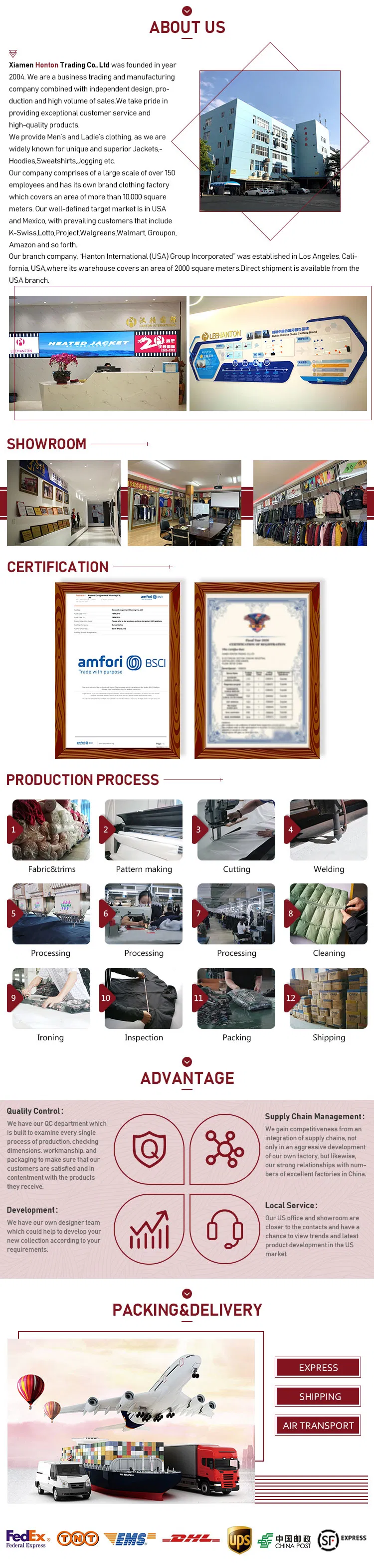 Wine Color Stand Colar Full-Front Zipper Women Long Jacket