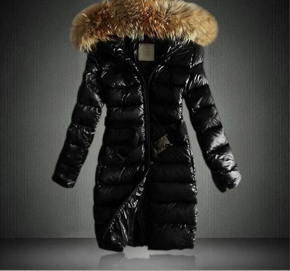 Winter New Style Large Wool Collar Fashion Slim Middle and Long Down Cotton Padded Clothes for Women