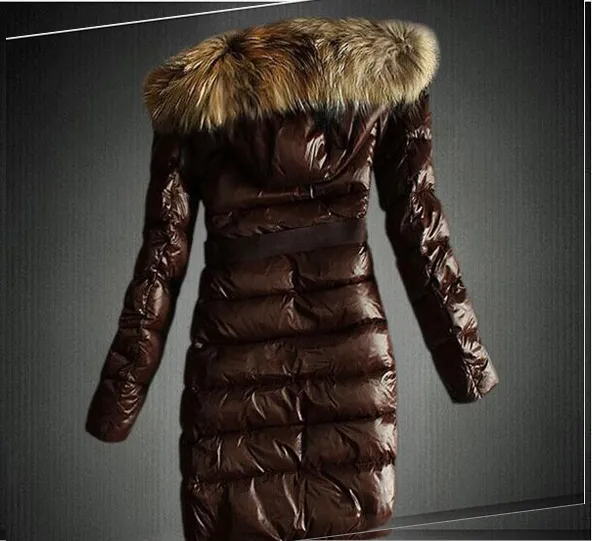 Winter New Style Large Wool Collar Fashion Slim Middle and Long Down Cotton Padded Clothes for Women