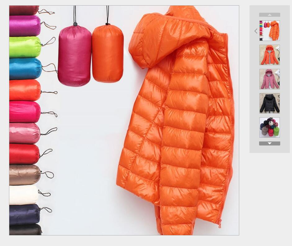 Winter Women Ultralight Thin Down Jacket