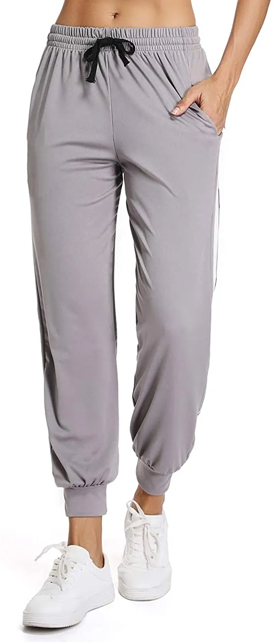 Women Casual Two Stripe Sweatpants Tapered Leg Jogger Athletic Training Sweat Track Pants