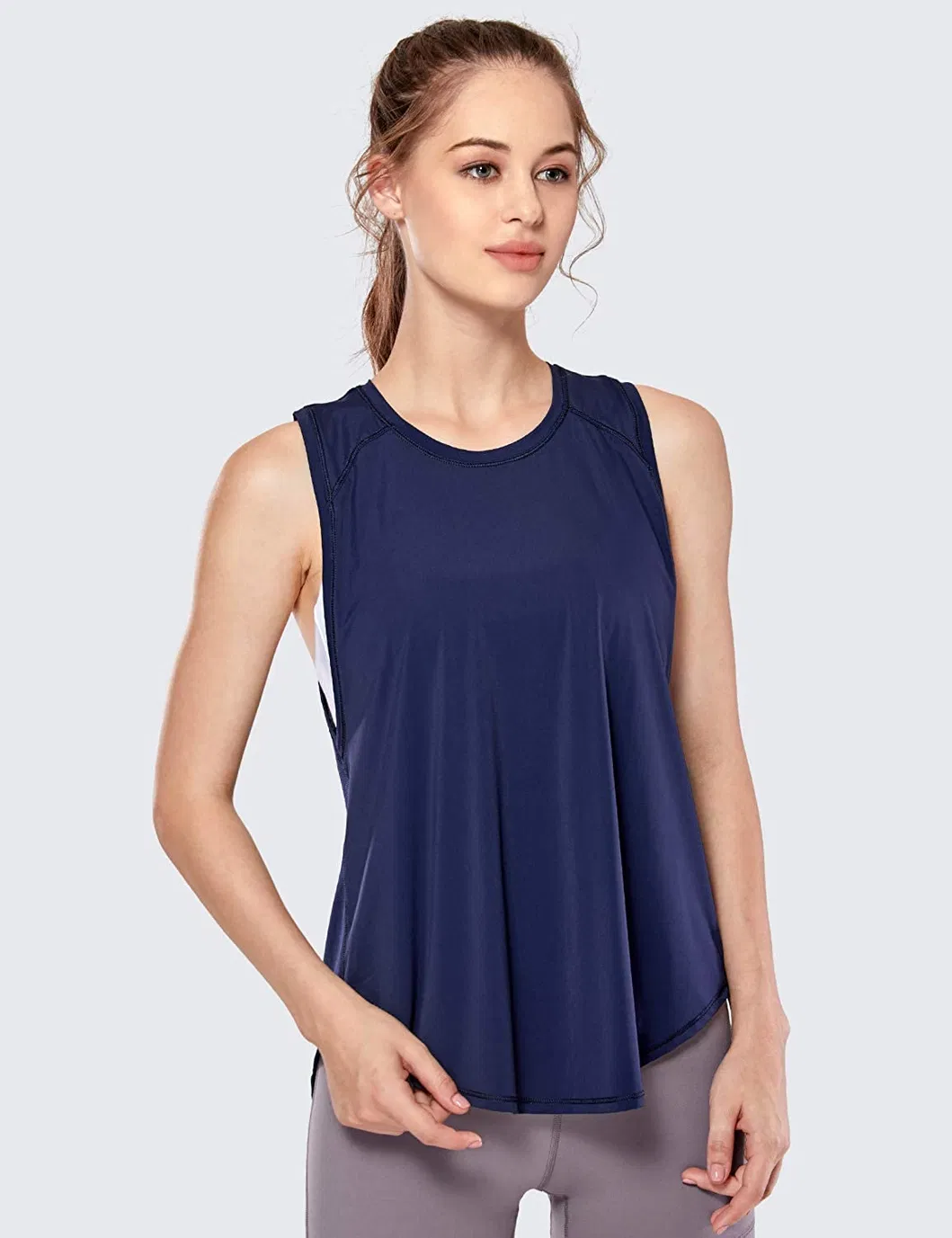 Women′s Activewear Quick Dry Workout Sleeveless Shirt Mesh Running Tie Back Tank Top