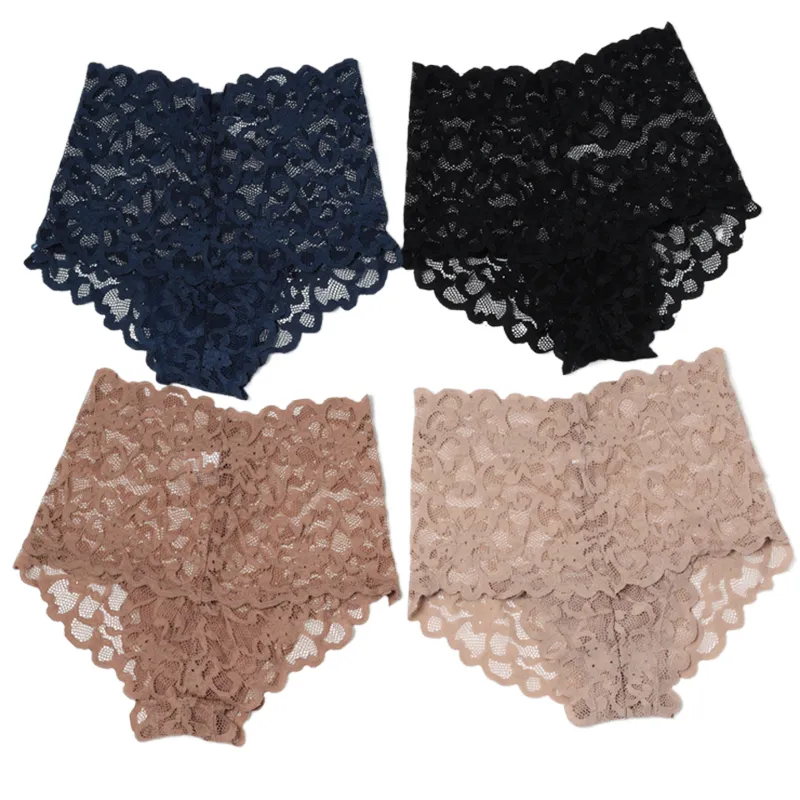 Women′s Panties Sexy Lace Panties Lingerie High Waist Plus Size Women Sexy Transparent Underpants Briefs Panty Underwear