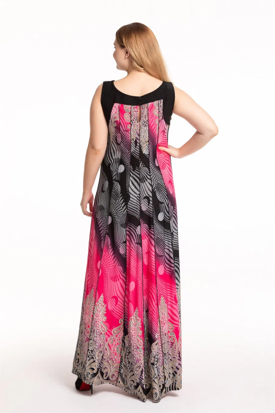 Women′s Summer Casual Floral Print Racerback Sleeveless Pocket Long Boho Maxi Dress Sexy