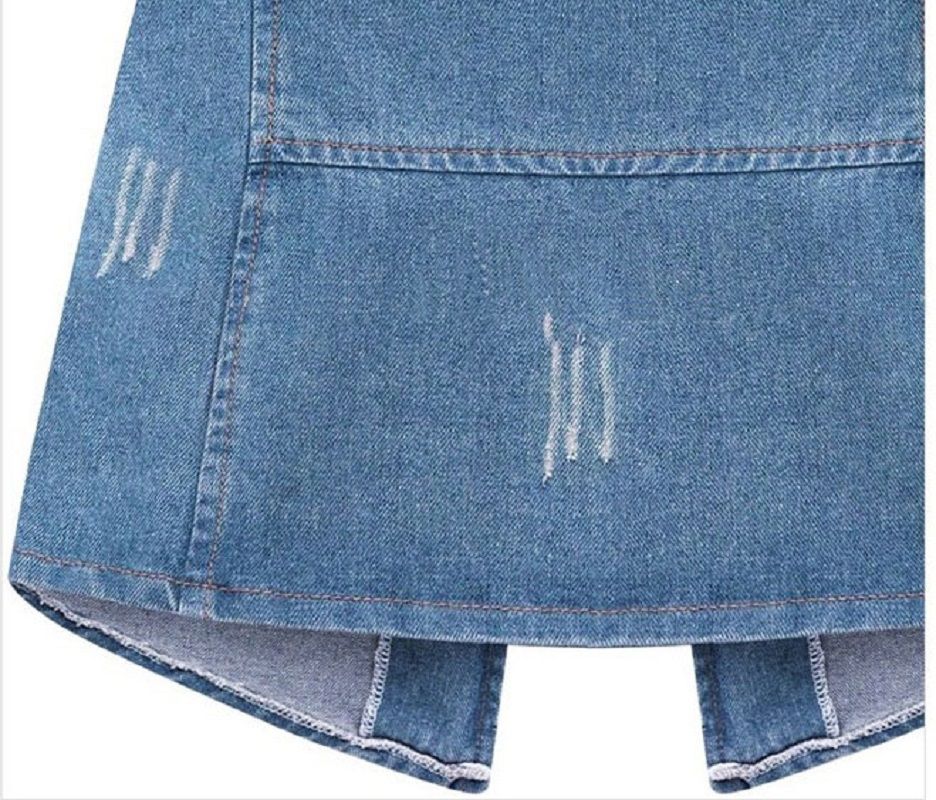 Women Slim Fit Long Sleeve Denim Jacket Plus Size Coat Zippered Outwear Esg13444