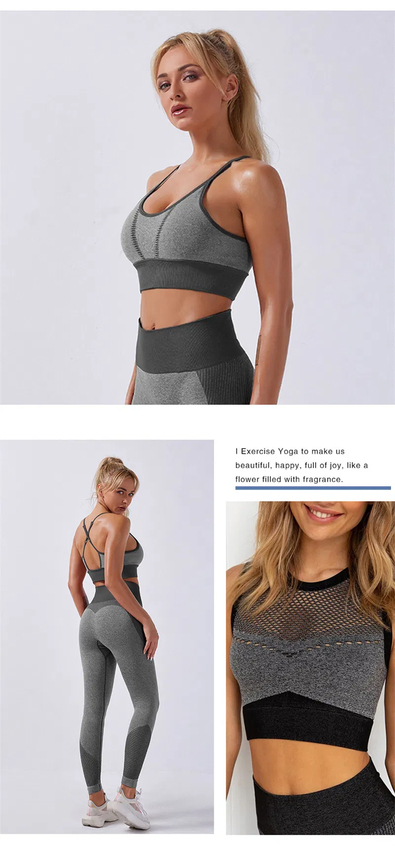 Women Sports Bra Fitness Tops Mesh Yoga Bra Solid Quick Dry Padded Seamless Gym Crop Top Push up Vest